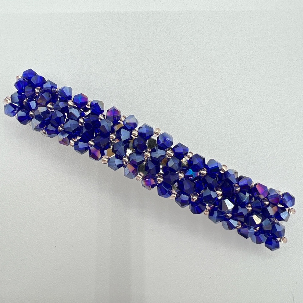 Blue Beaded Hair Barrette New